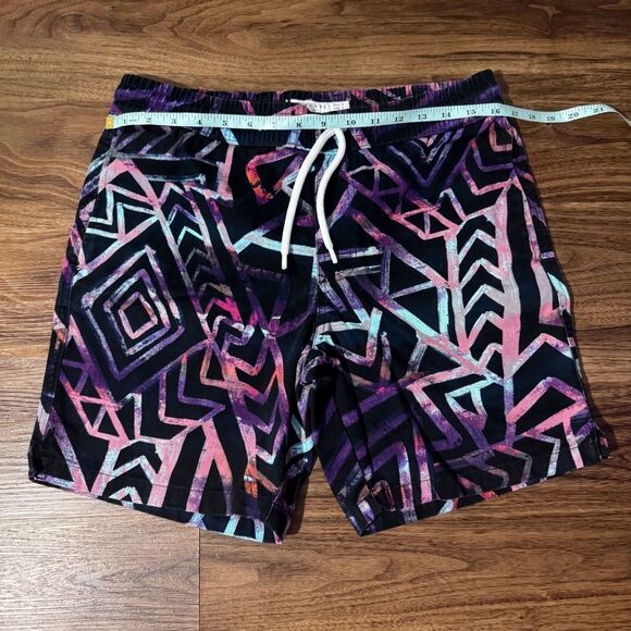 Zipcode Geometric Print Chino Shorts Mens Size Small Black Purple Cotton - Picture 2 of 8